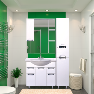 Напольный шкаф - пенал Misty Орхидея 35см с бельевой корзиной правый белый